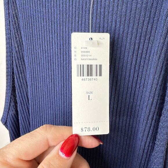 NEW NWT Anthropologie Saturday Sunday Navy Ribbed Knit Tank Dress Large Casual - Picture 4 of 7